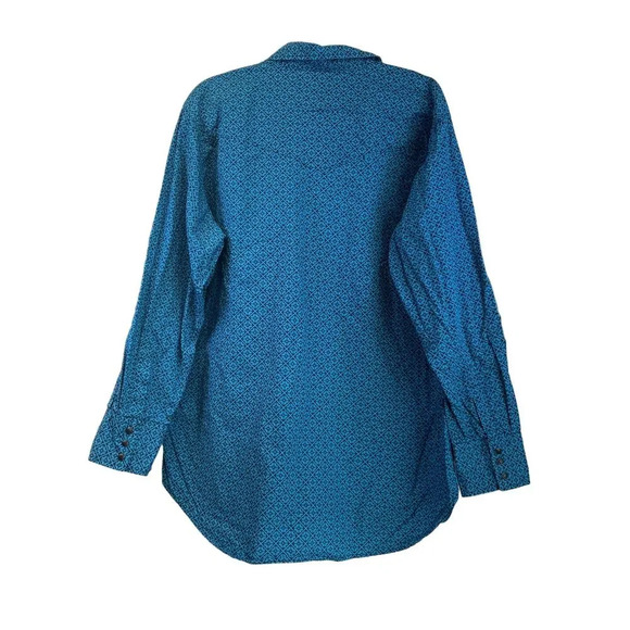 ELY Cattleman Mens XL Teal Long Sleeves Aztec Snap Button Shirt - Picture 2 of 9